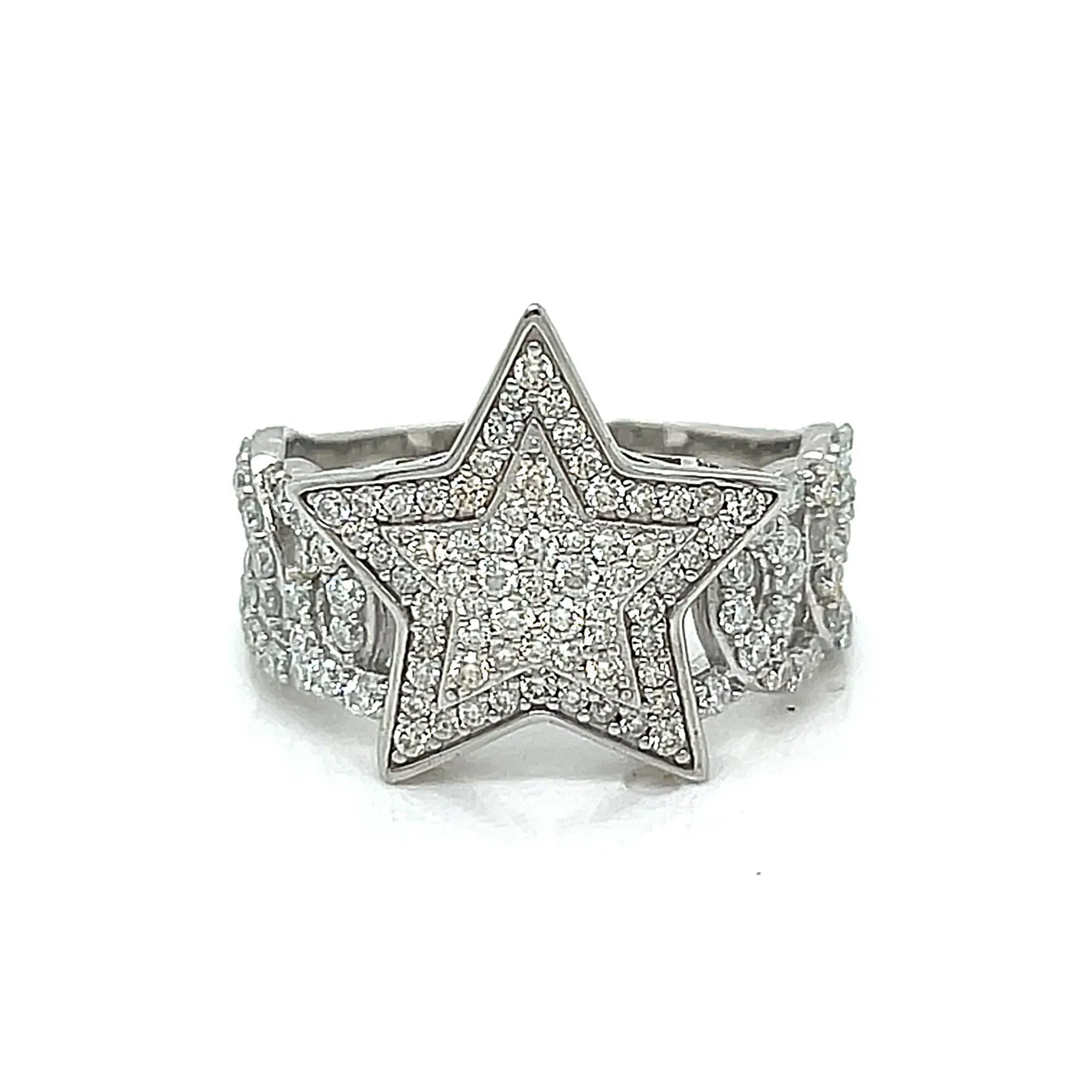 925 Sterling Silver Cubic Zirconia Star Ring - C100109