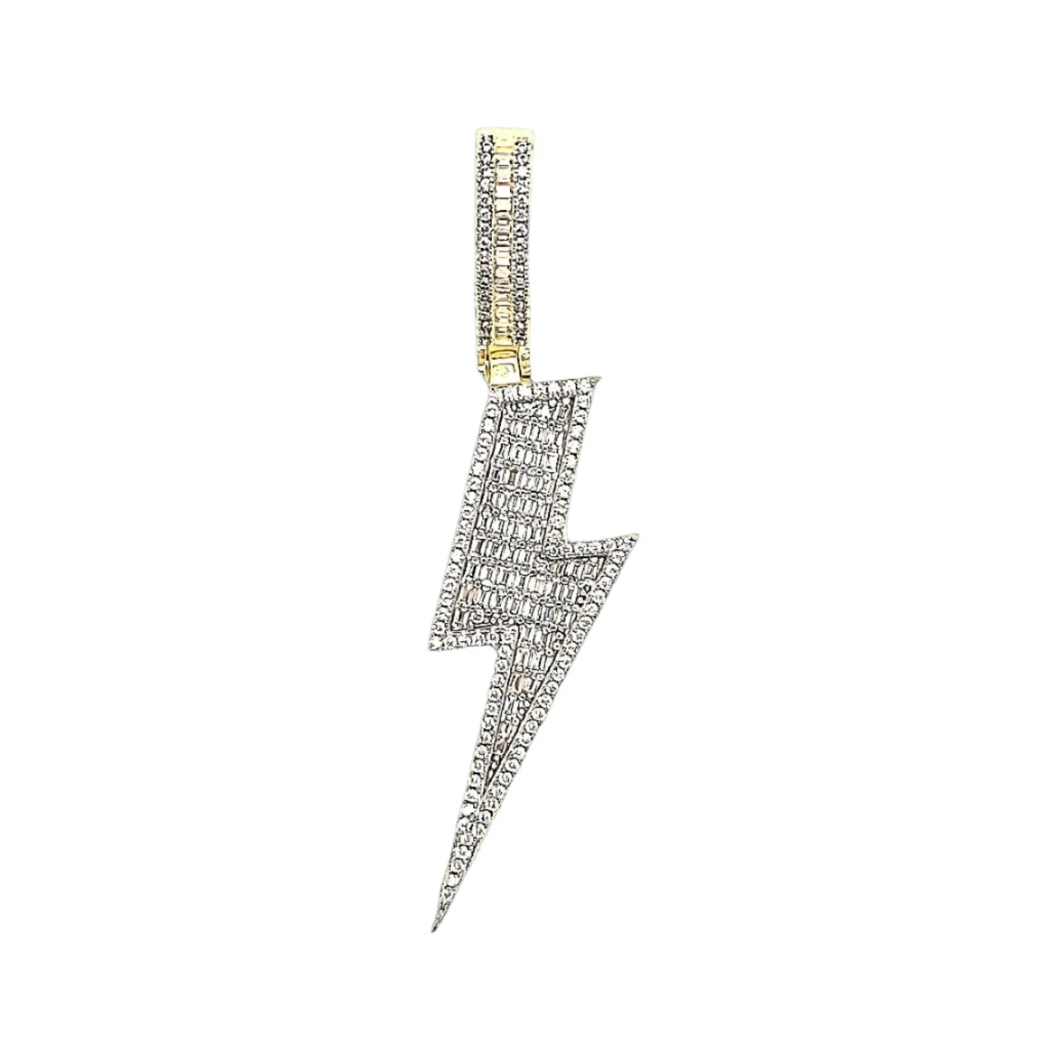 925 Sterling Silver Rhodium Cubic zirconia Flush Light 2" Charm Pendant - C419069