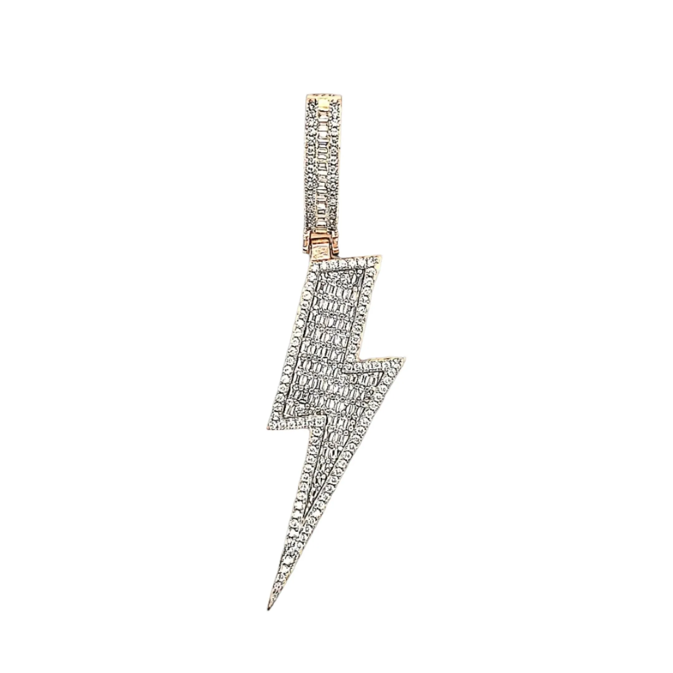 925 Sterling Silver Rhodium Cubic zirconia Flush Light 2" Charm Pendant - C419069