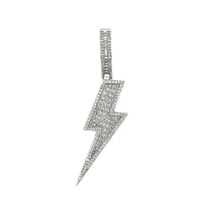 925 Sterling Silver Rhodium Cubic zirconia Flush Light 2" Charm Pendant - C419069