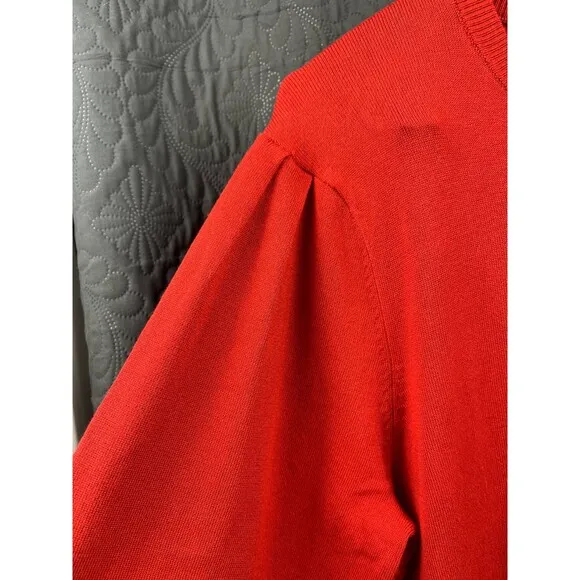 Adrianna Papell Puff Balloon Sleeve Sweater Blouse Tomato Soft Girl SZ XL:NWT