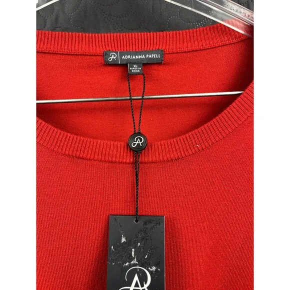 Adrianna Papell Puff Balloon Sleeve Sweater Blouse Tomato Soft Girl SZ XL:NWT