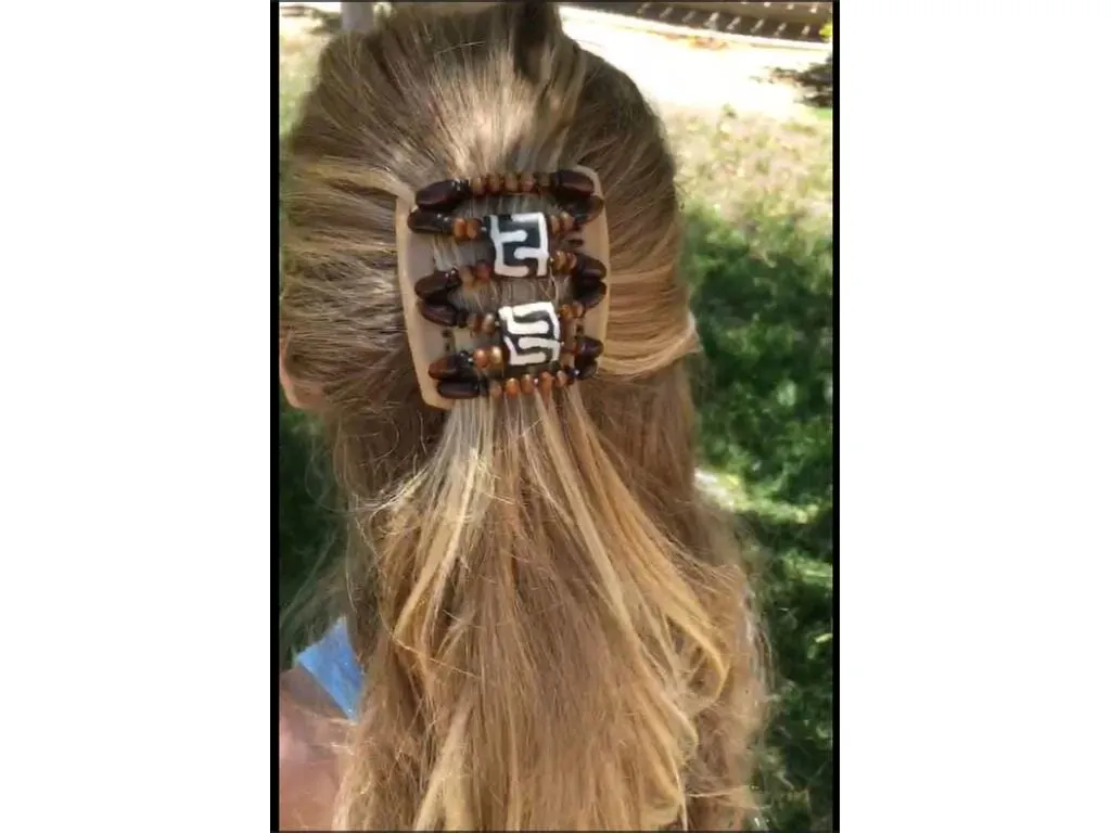 African Butterfly Chameleon Hair Comb - Dupla Brown 62
