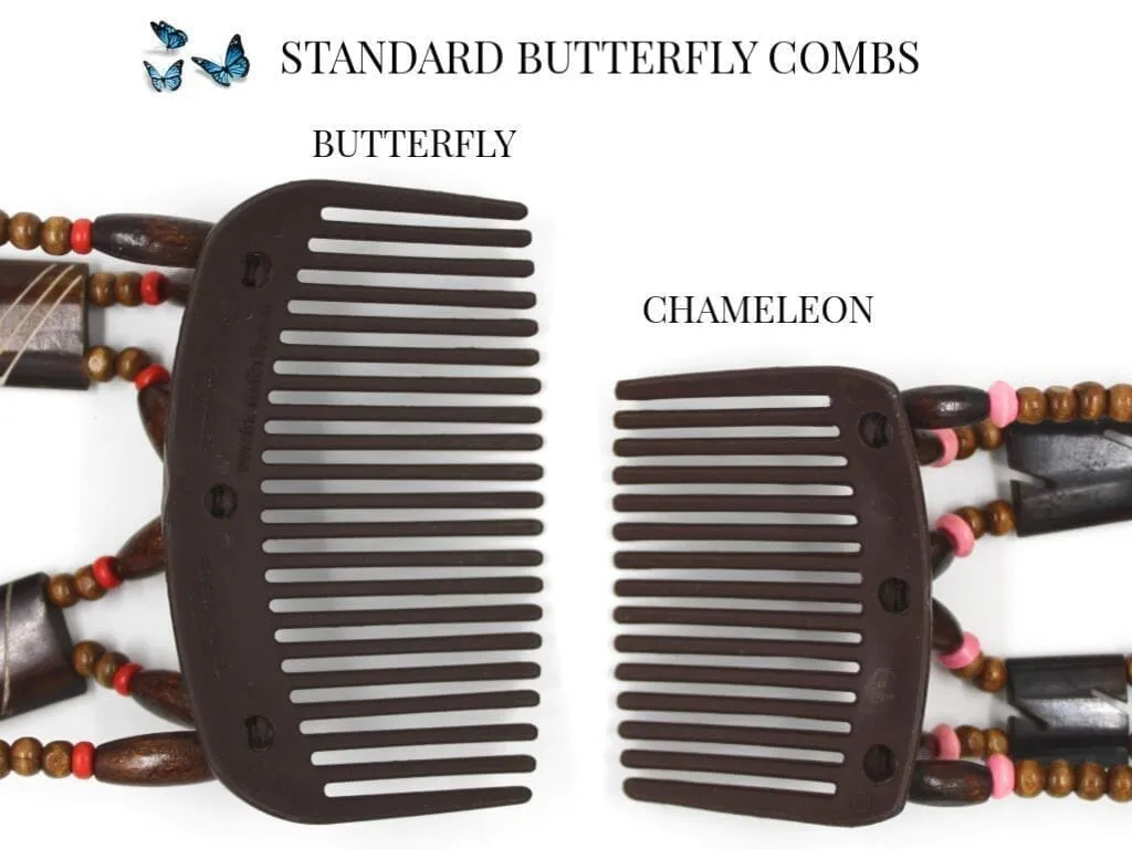 African Butterfly Chameleon Hair Comb - Dupla Brown 62