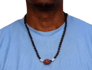 African Wood Necklace Flame Terra Cotta