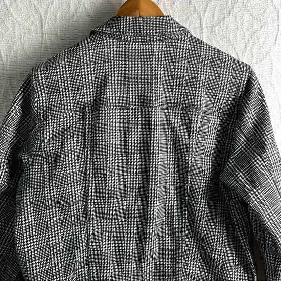 AG Adriano Goldschmied Evonne Black White Houndstooth Denim Jacket Womens Large
