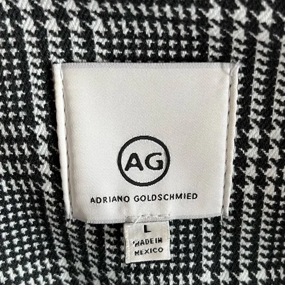 AG Adriano Goldschmied Evonne Black White Houndstooth Denim Jacket Womens Large