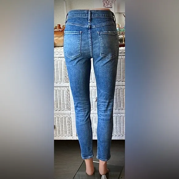 Agolde high waisted cotton jeans skinny leg light blue wash size 27