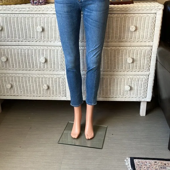 Agolde high waisted cotton jeans skinny leg light blue wash size 27