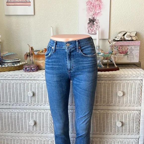 Agolde high waisted cotton jeans skinny leg light blue wash size 27