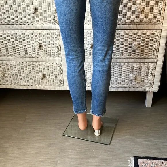 Agolde high waisted cotton jeans skinny leg light blue wash size 27