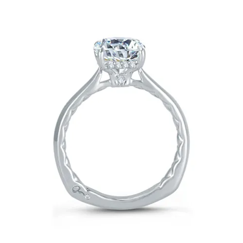 A.JAFFE Peek-A-Boo Pavé Profile Cushion Center Engagement Ring MES760Q/207