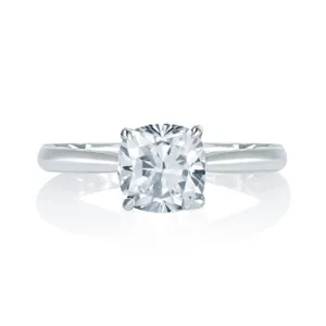 A.JAFFE Peek-A-Boo Pavé Profile Cushion Center Engagement Ring MES760Q/207