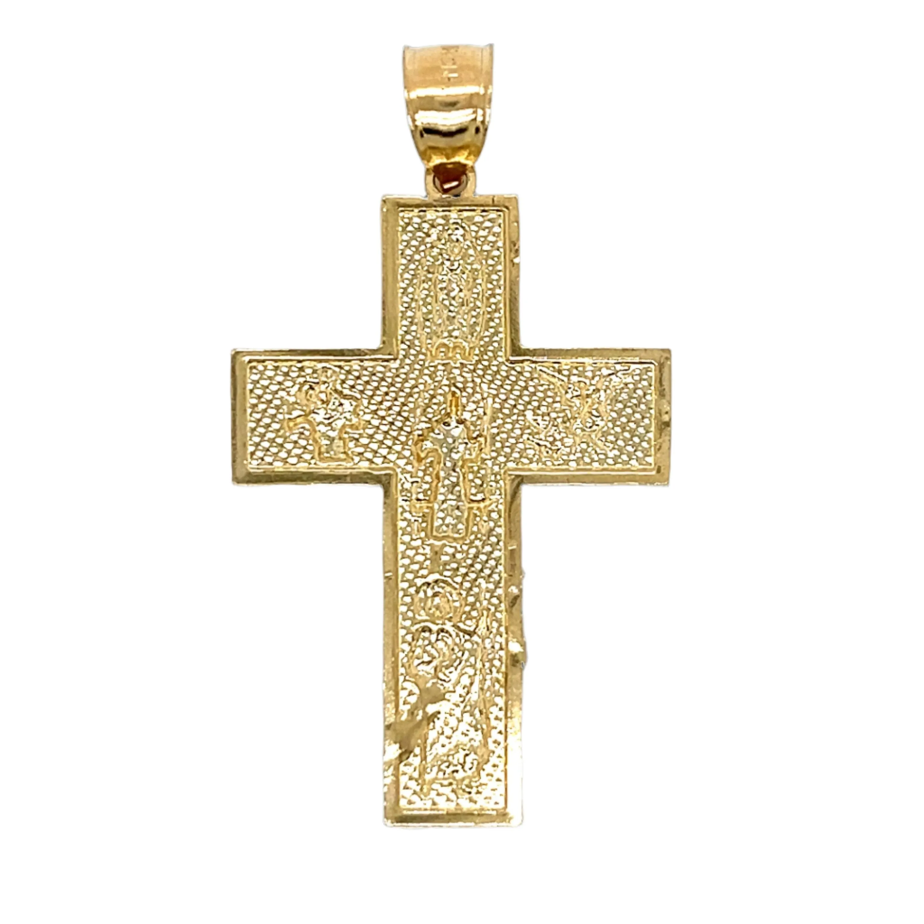 All Saints Religious Solid 14K Gold Faith CrossTwo Tone Charm 2" Pendant