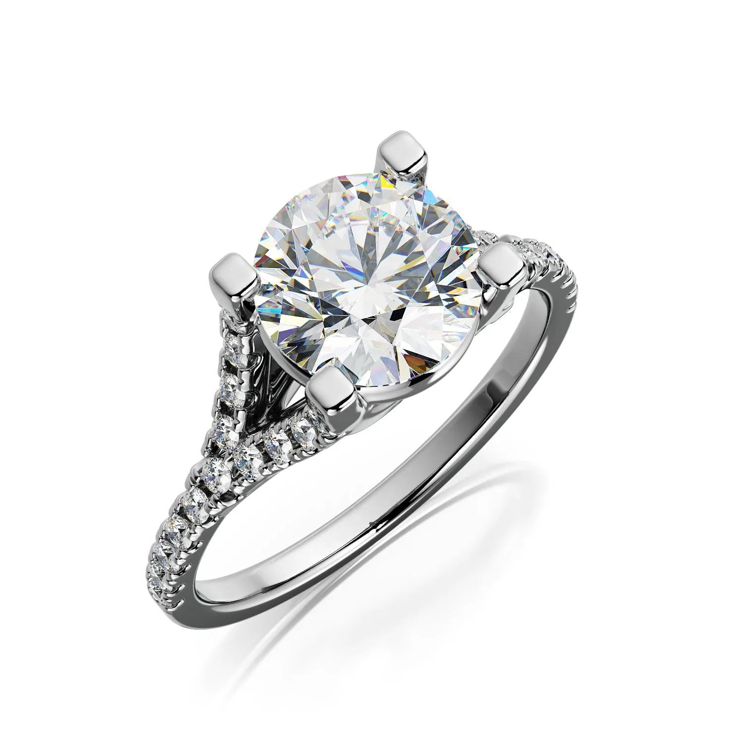 Alo Solitaire Natural Round  Diamond Engagement Ring