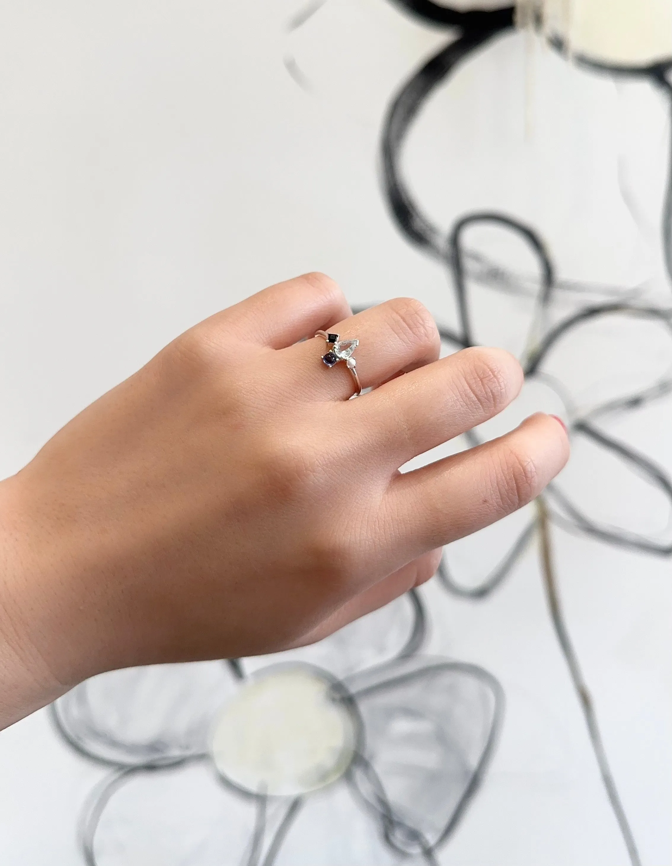 Amare Wear Aquamarine Multi-Stone Paradise Ring