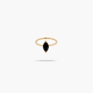 Amare Wear Black Spinel Marquise Solitaire Ring