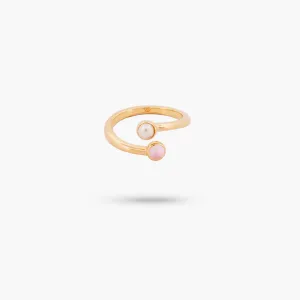 Amare Wear Dual Pink Opal with Freshwater Pearl Coil Ring