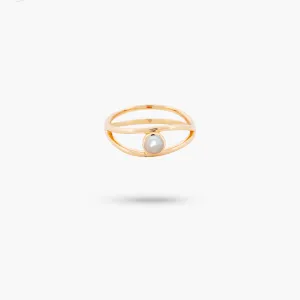 Amare Wear Freshwater Pearl Evil Eye Ring