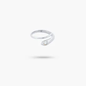 Amare Wear Freshwater Pearl Snake Silver Ring