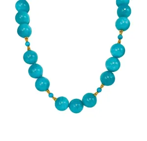 Amazonite and Turquoise Beaded Necklace with 18k Yellow Gold Accents