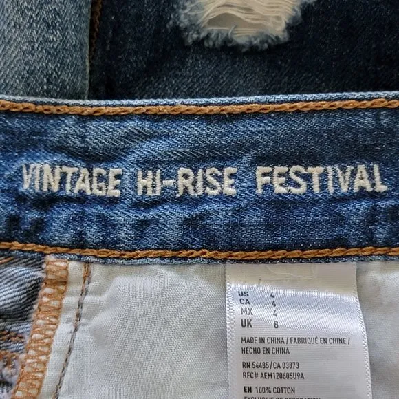 American Eagle Outfitters AEO Cutoff Vintage High Rise Festival Denim Jean Short
