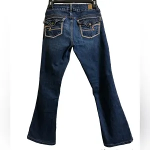 American Eagle Vintage Flare Low Rise Artist Jeans, Wide Leg, Dark Wash, Size 0