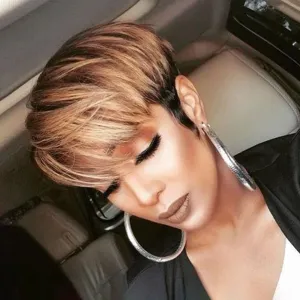 Anita | Blonde Short Pixie Cut Straight Synthetic Hair Wig With Bangs