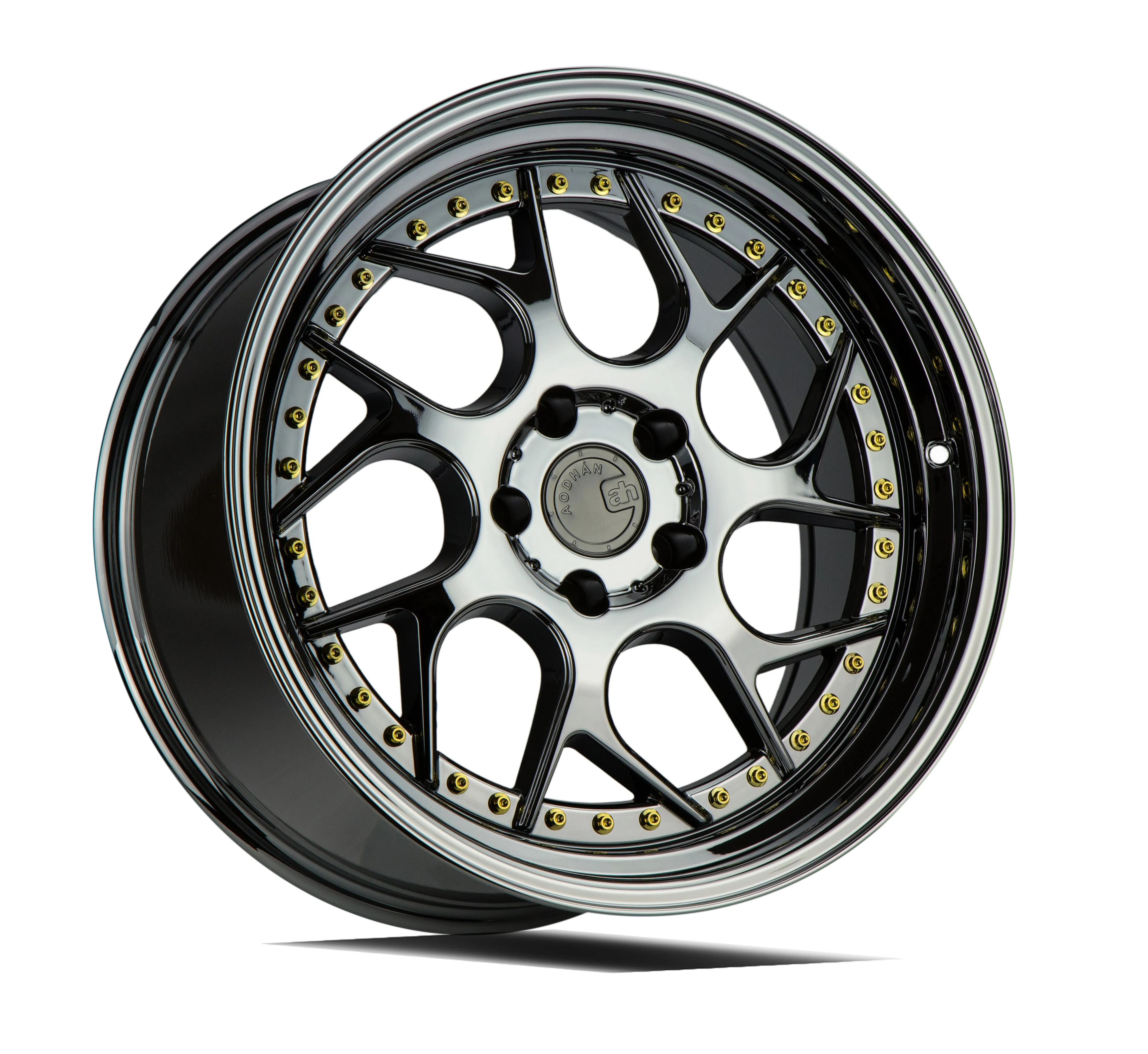 Aodhan DS01 18x9.5 5x114.3  22 Black Vacuum W/ Gold Rivets