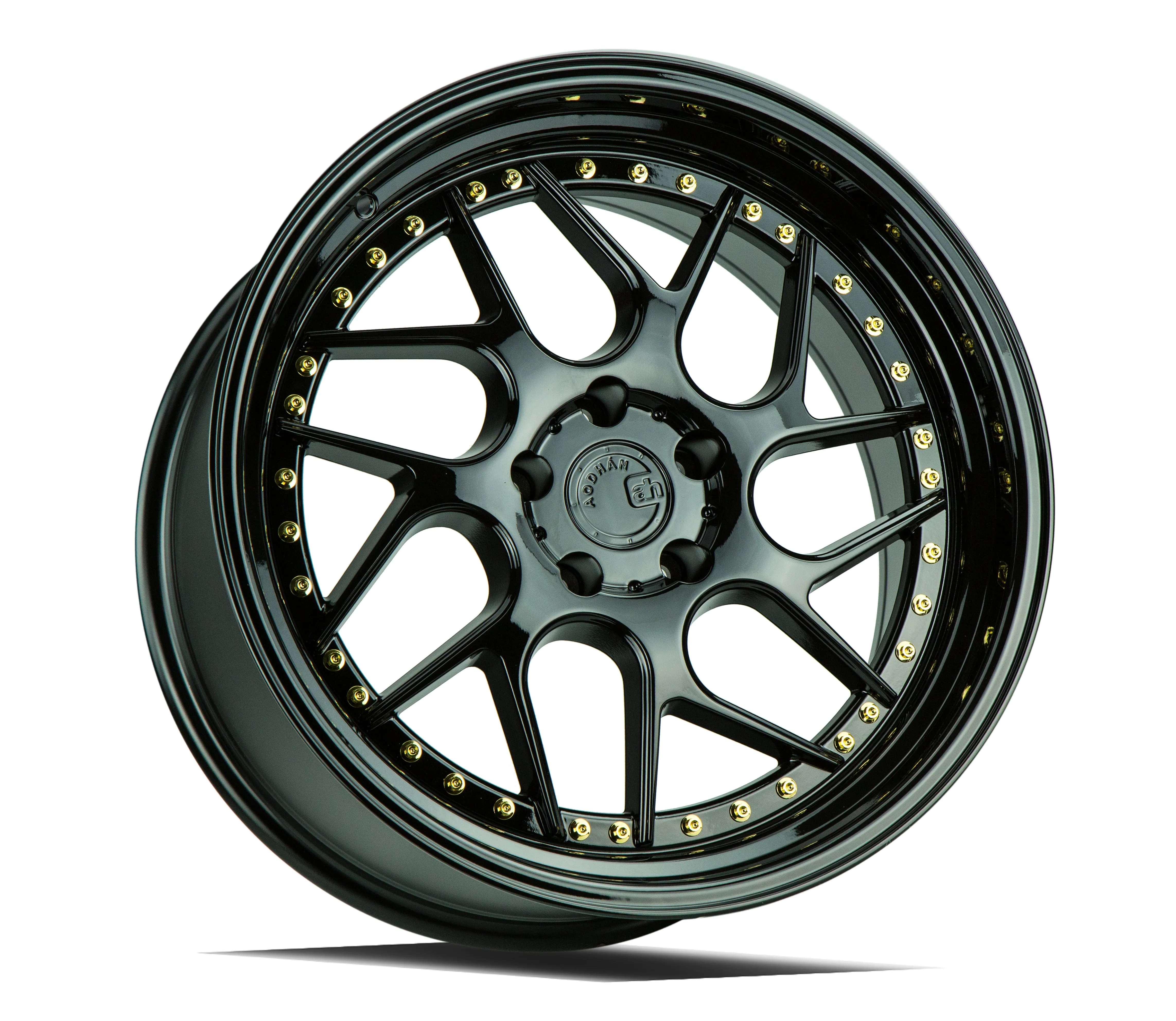 Aodhan DS01 18x9.5 5x114.3  22 Gloss Black W /Gold Rivets