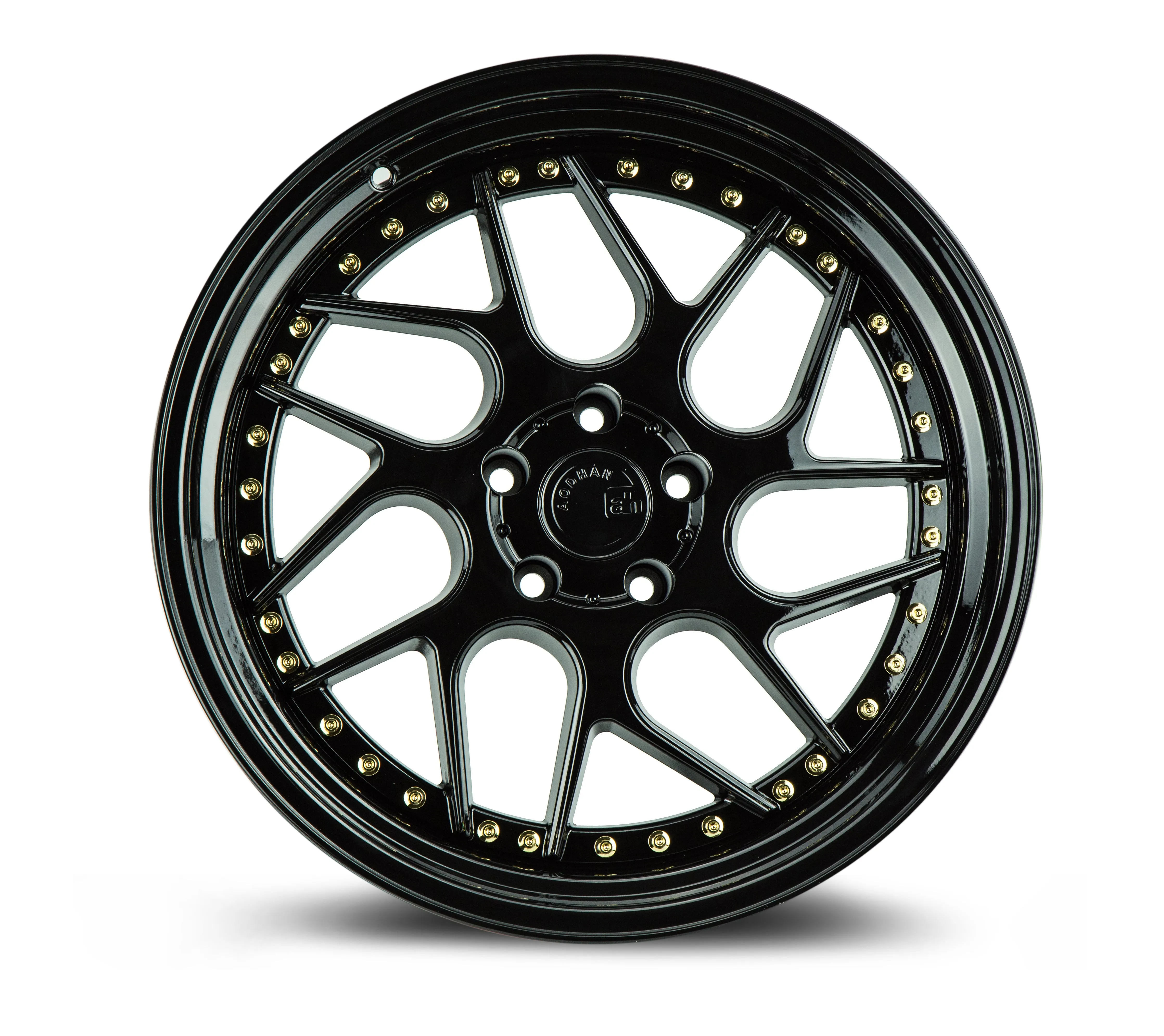 Aodhan DS01 18x9.5 5x114.3  22 Gloss Black W /Gold Rivets