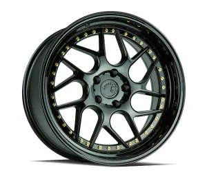 Aodhan DS01 18x9.5 5x114.3  30 Gloss Black W /Gold Rivets