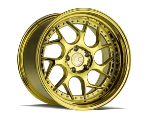 Aodhan DS01 19x10.5 5x120  25 Gold Vaccum W/ Chrome Rivets