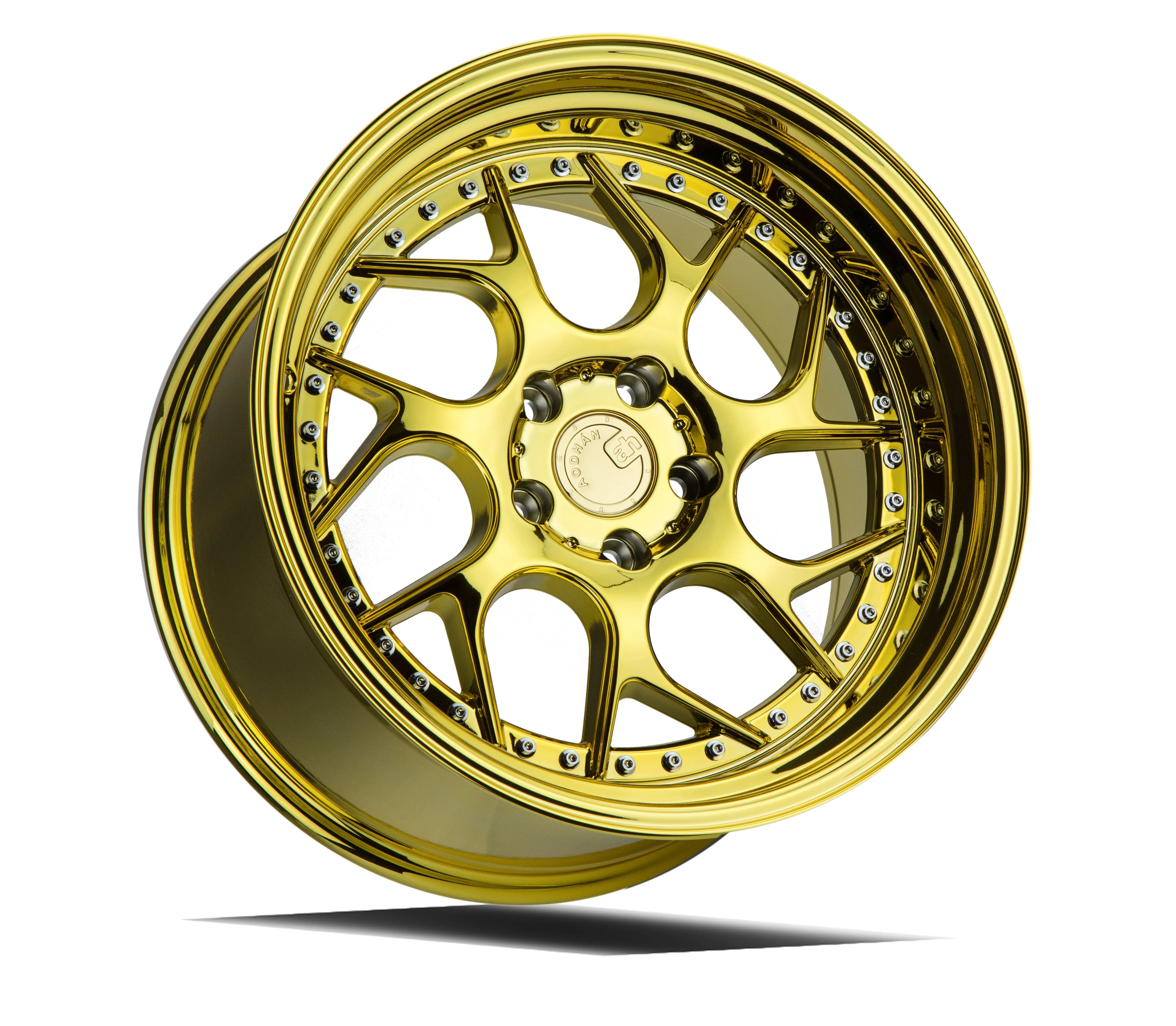 Aodhan DS01 19x10.5 5x120  25 Gold Vaccum W/ Chrome Rivets