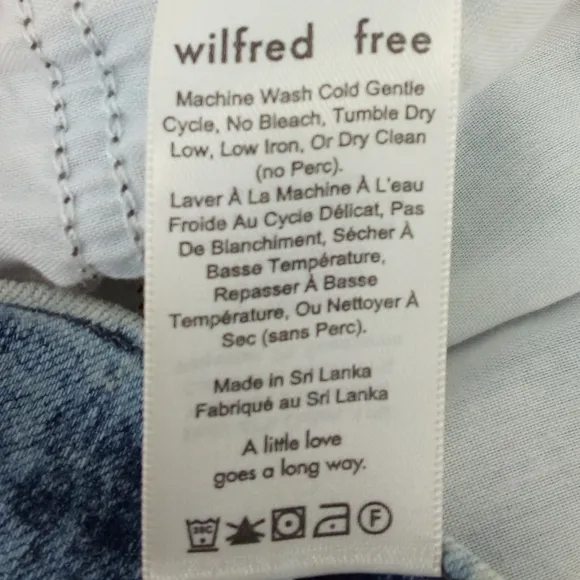 Aritzia Wilfred Free Snow Wash Acid Raw High Low Hem Skirt Mini Denim Jean 8