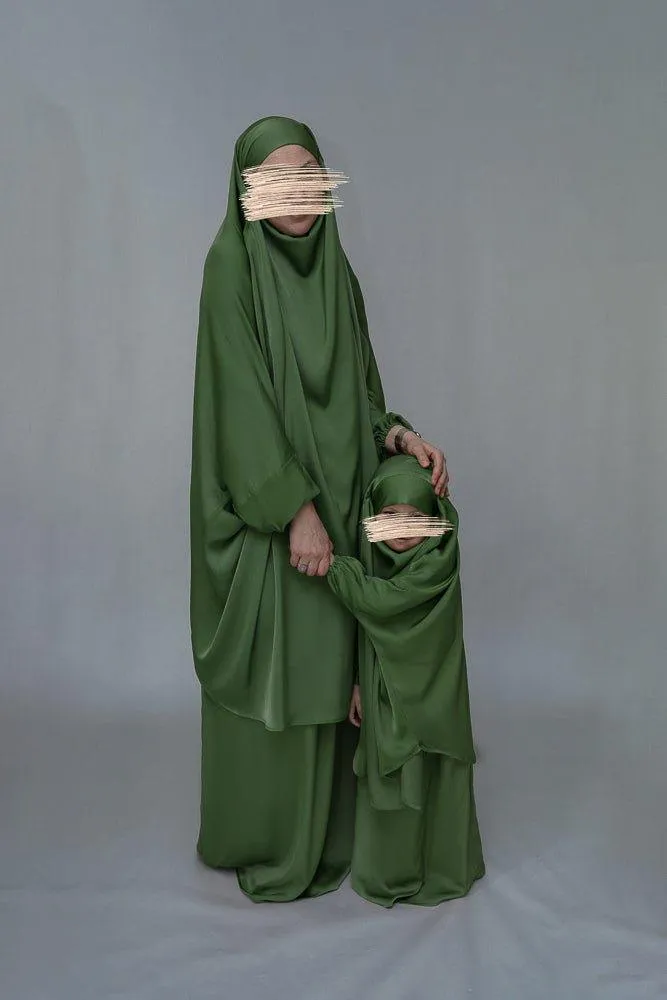 Army Green Adult  prayer gown from "Mommy and Me" Prayer Khimar collection
