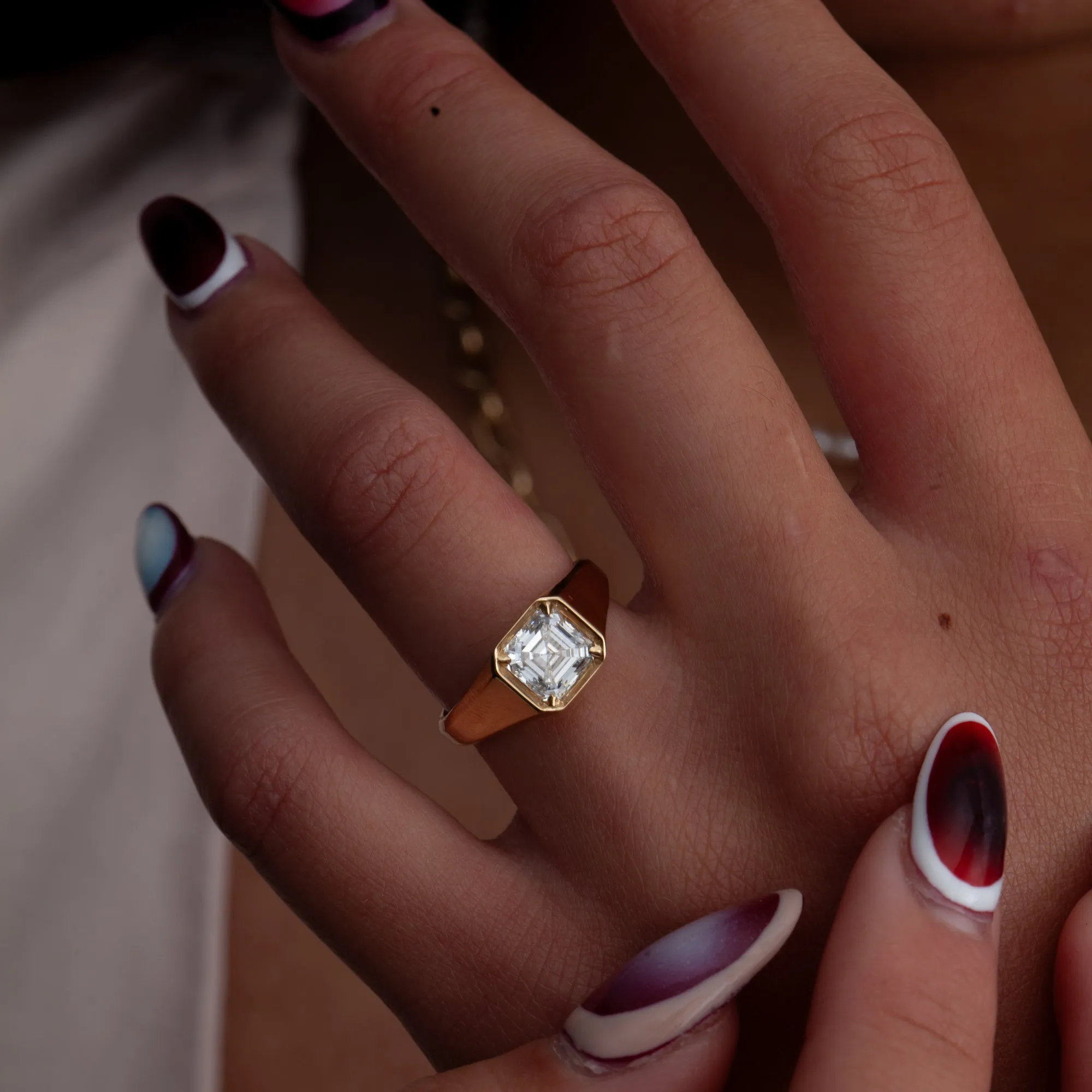 Asscher Diamond Reverence Signet Ring