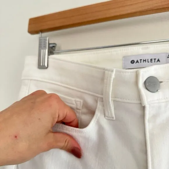 Athleta Sculptek High Rise Denim Ultra Skinny Jeans White 4
