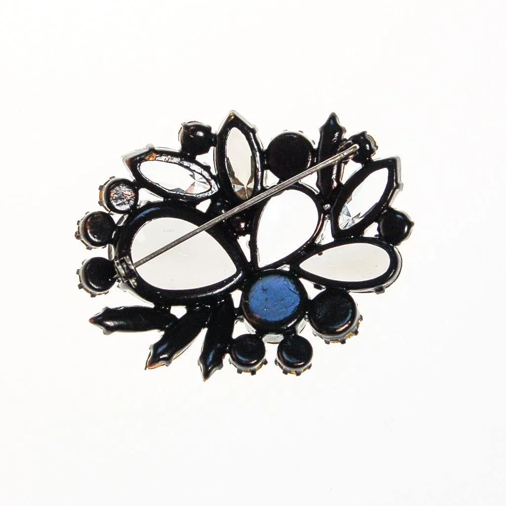 Aurora Borealis, Clear Crystal, Diamante, and Smoke Rhinestone Brooch
