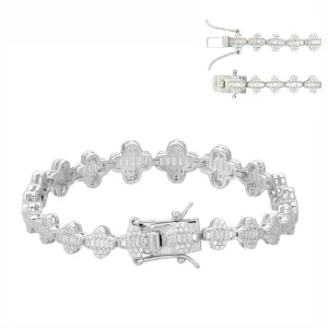 Baguette Lab-Created Moissanite 8mm Flower Fancy Bracelet - M305649