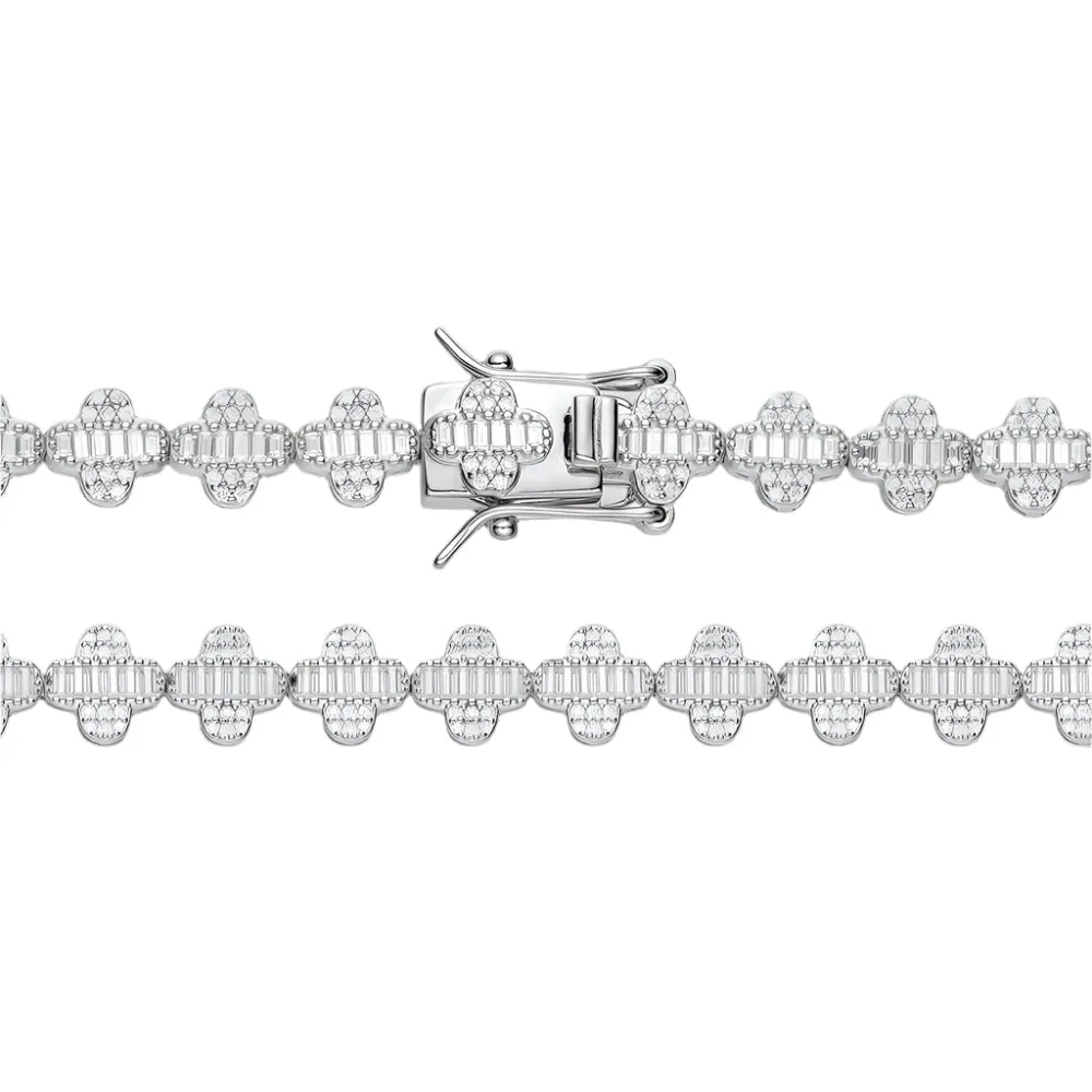 Baguette Lab-Created Moissanite 8mm Flower Fancy Bracelet - M305649