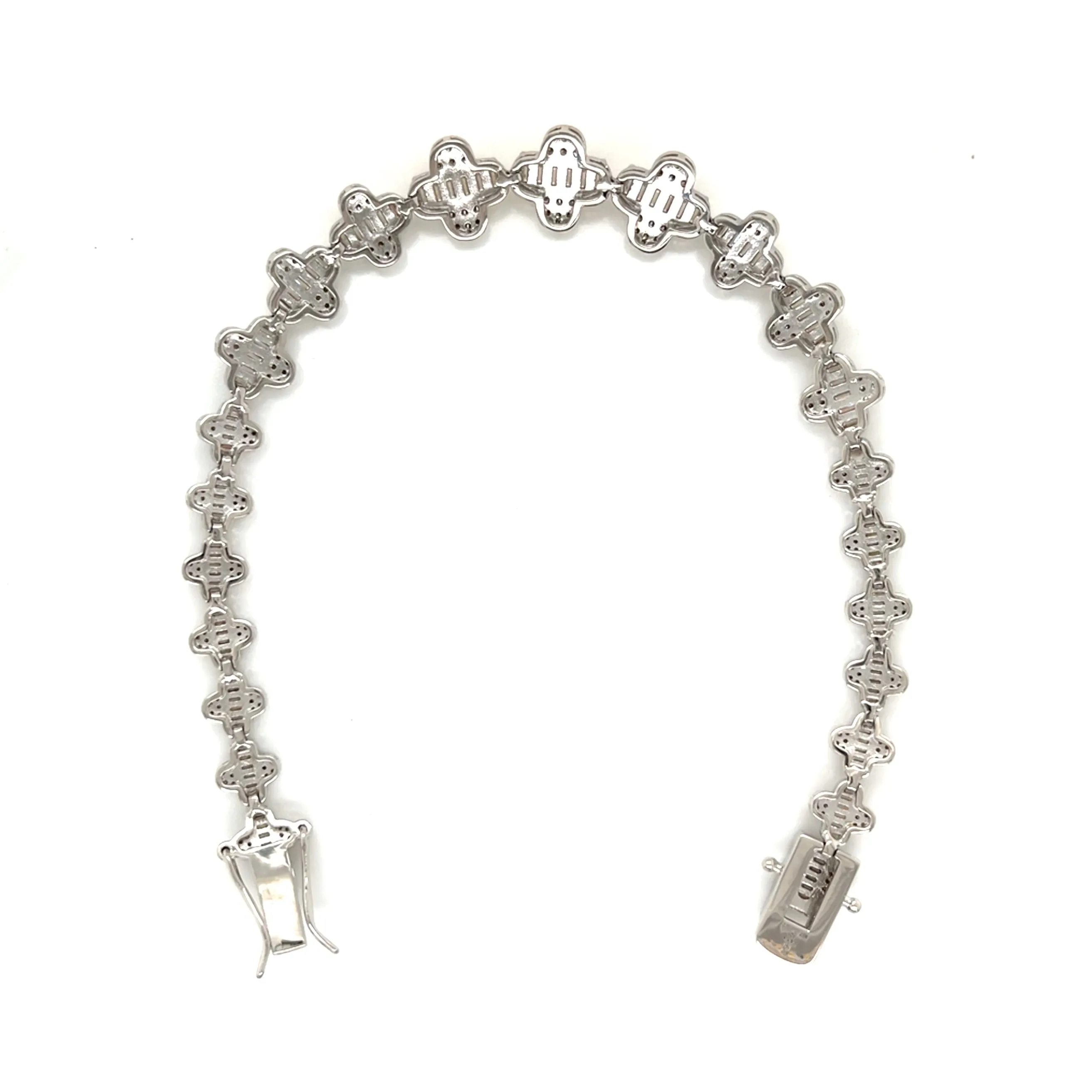 Baguette Lab-Created Moissanite 8mm Flower Fancy Bracelet - M305649