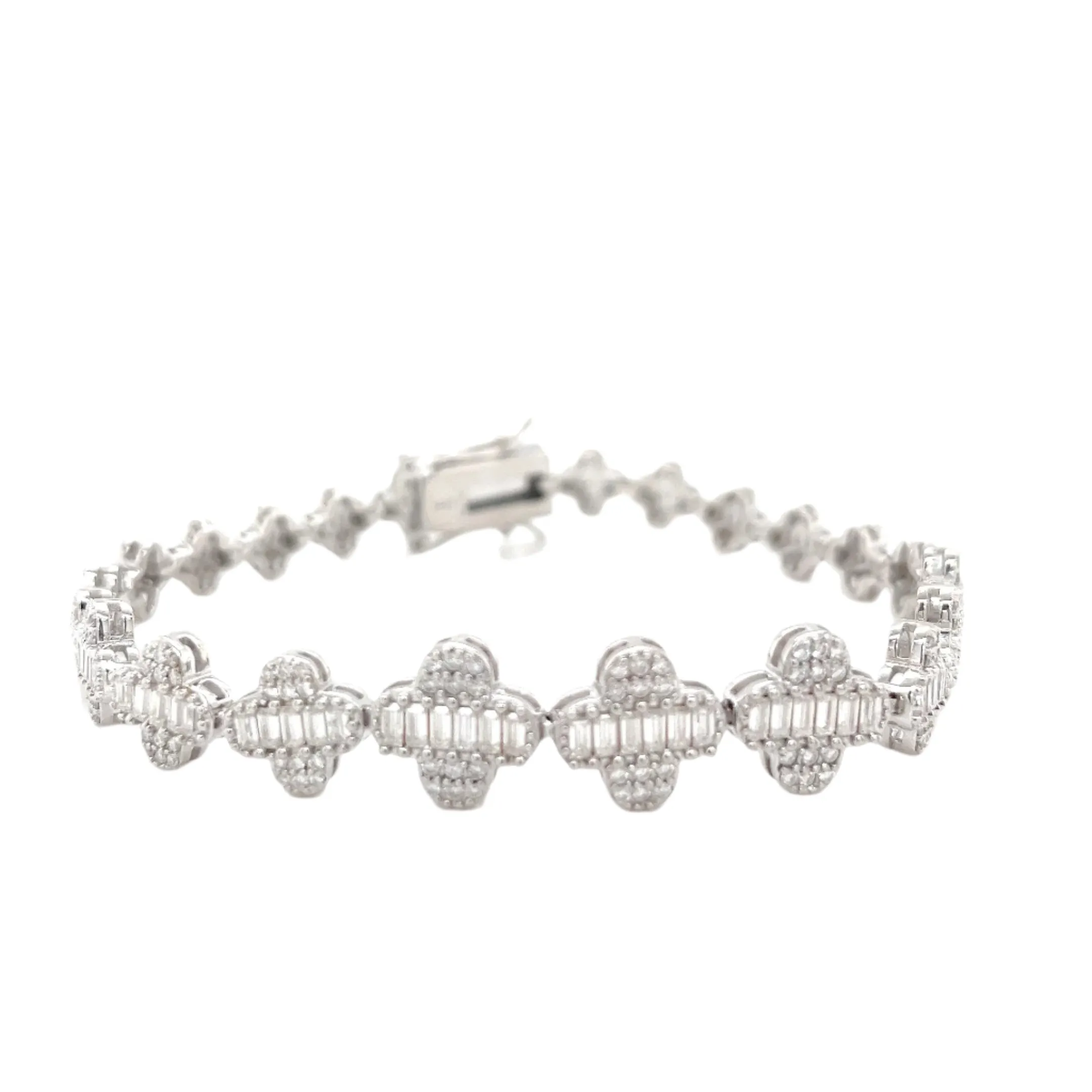 Baguette Lab-Created Moissanite 8mm Flower Fancy Bracelet - M305649