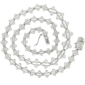Baguette Lab-Created Moissanite Clover Flower Necklace Chain - M505649