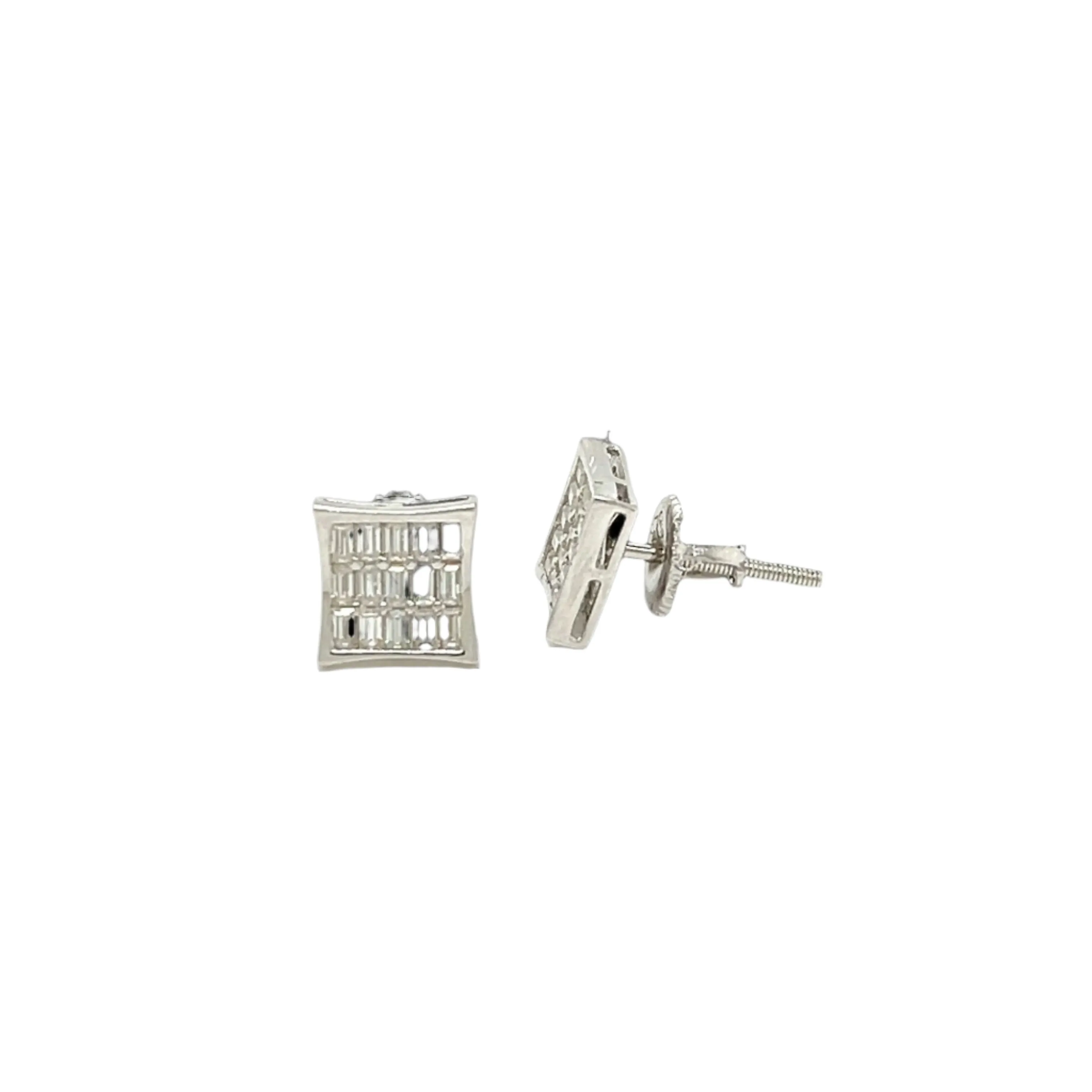Baguette Lab-Created Moissanite Screw Back Earrings Square shaped - M207019