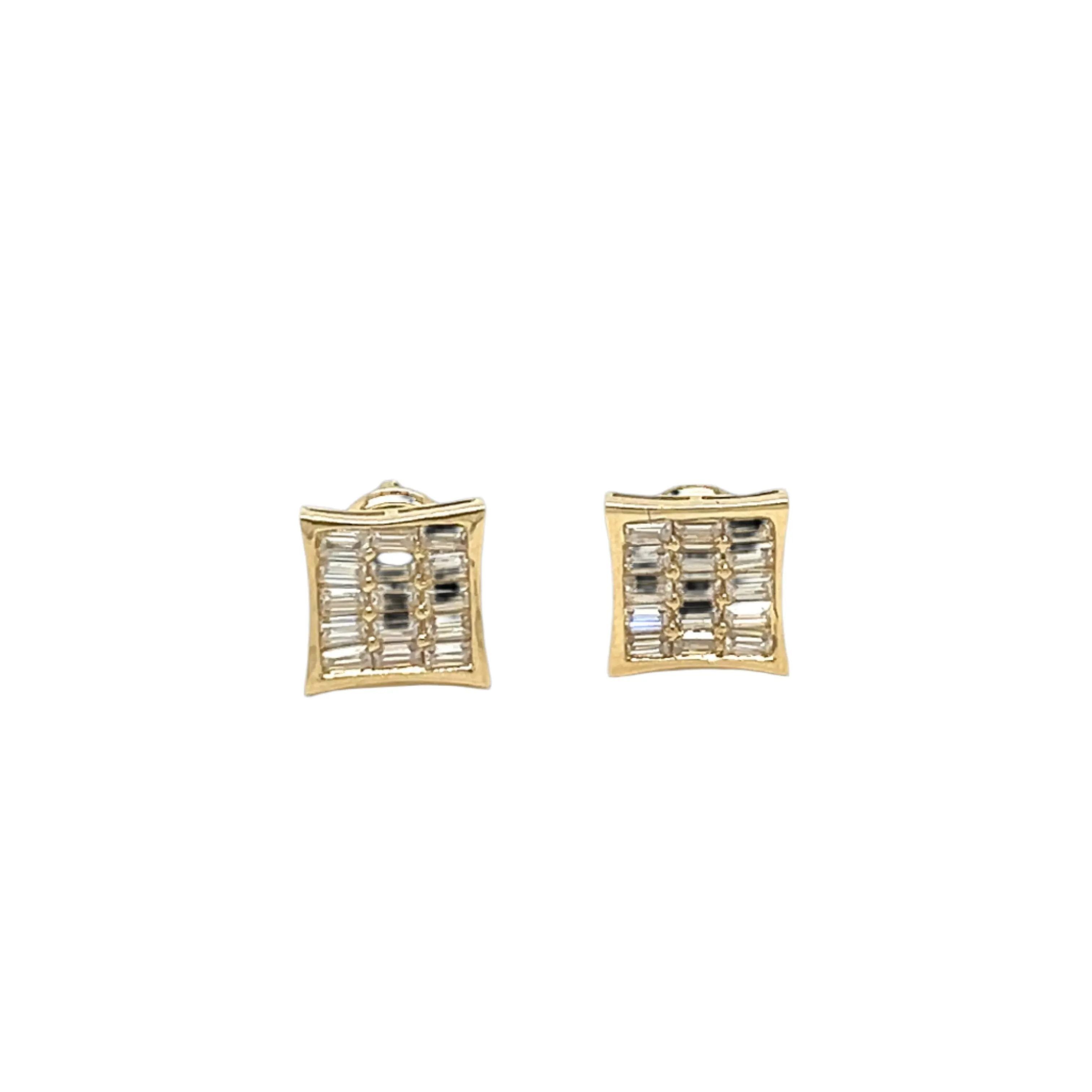 Baguette Lab-Created Moissanite Screw Back Earrings Square shaped - M207019