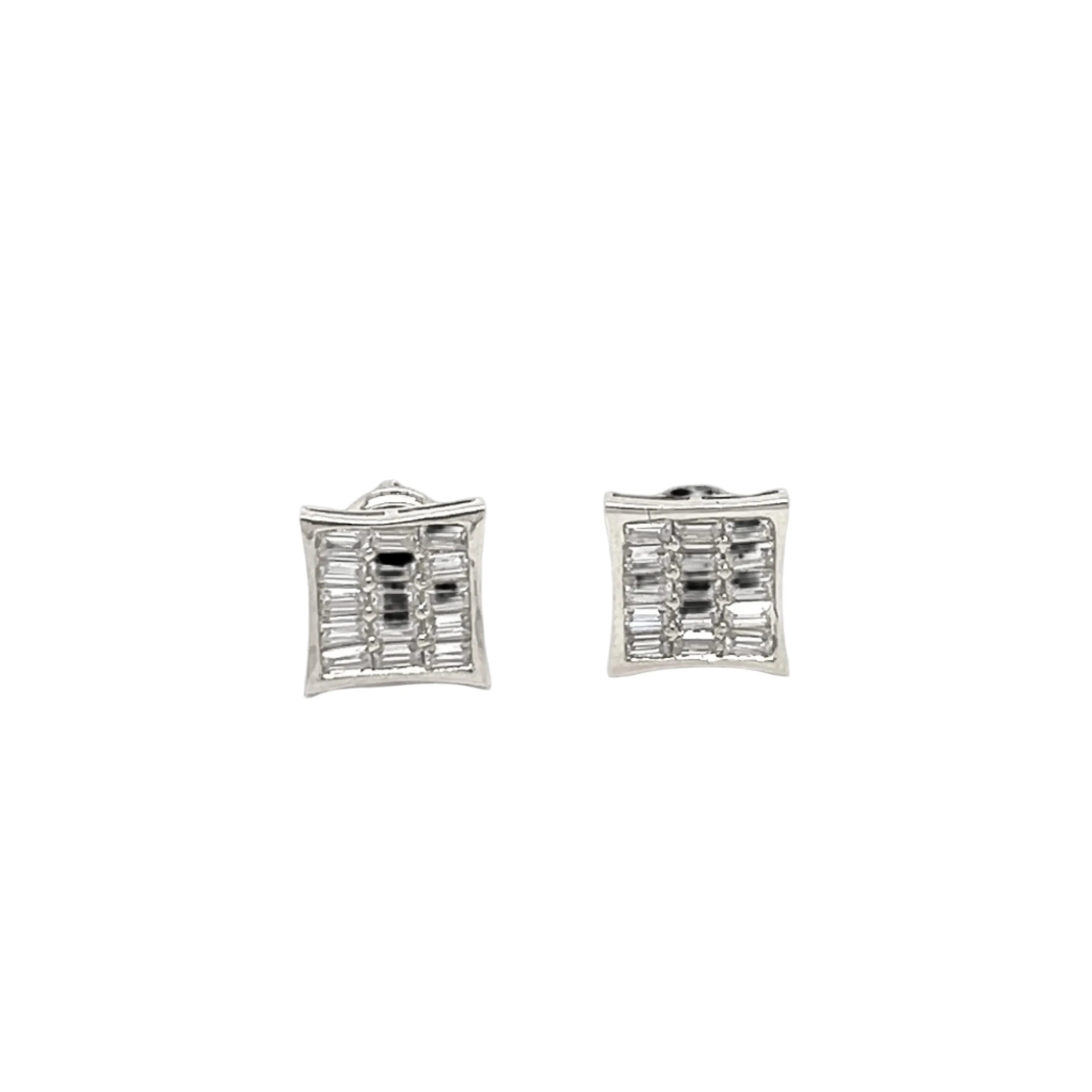 Baguette Lab-Created Moissanite Screw Back Earrings Square shaped - M207019