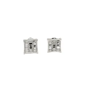 Baguette Lab-Created Moissanite Screw Back Earrings Square shaped - M207019