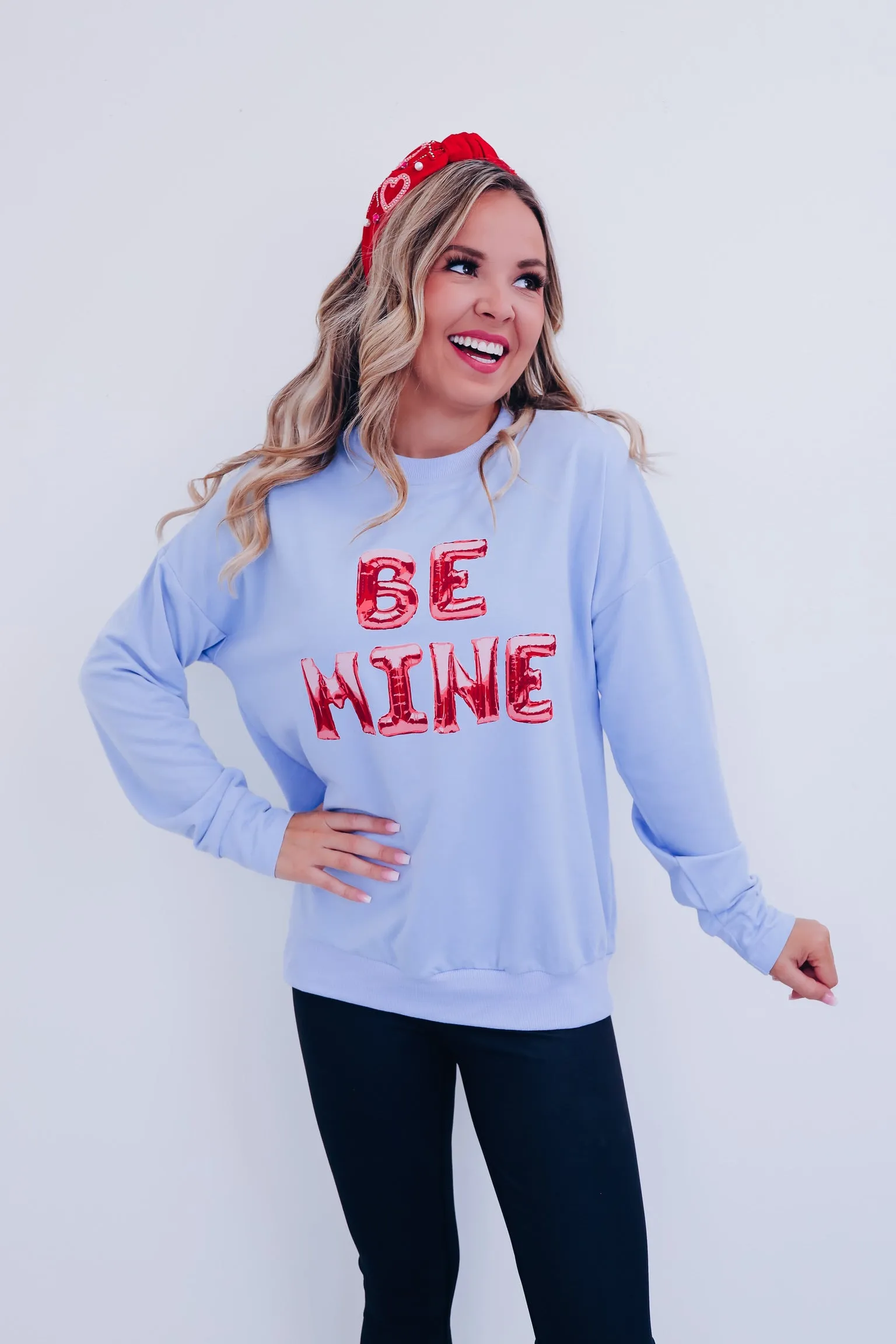 Be Mine Long Sleeve Graphic Tee - Blue