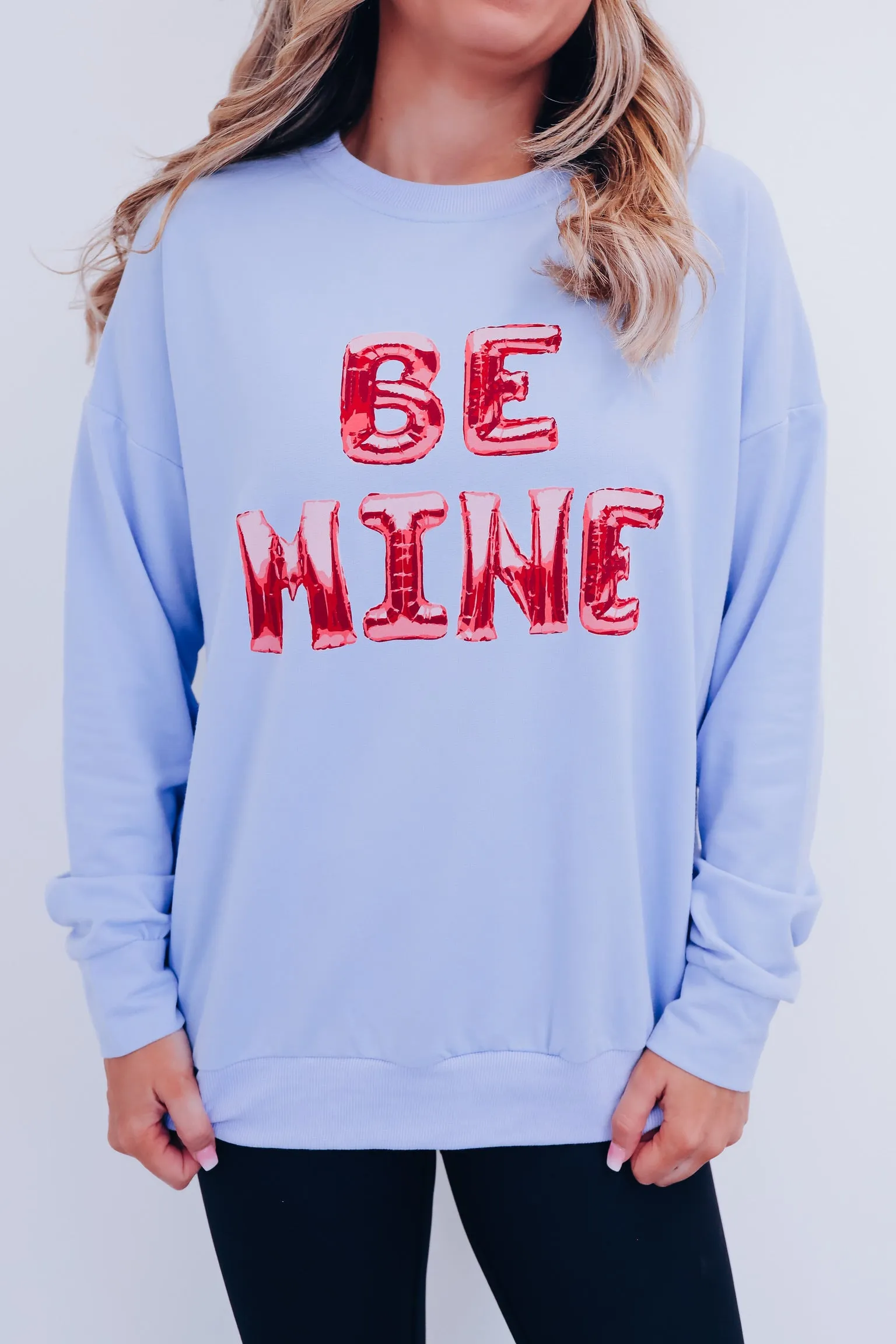 Be Mine Long Sleeve Graphic Tee - Blue
